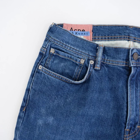 Acne Studio Bla Konst Designer Distressed Dark Skinny Straight Leg Jeans 33x32 - Picture 8 of 16